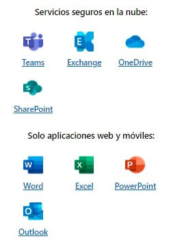Correo 50GB, Onedrive y Teams
